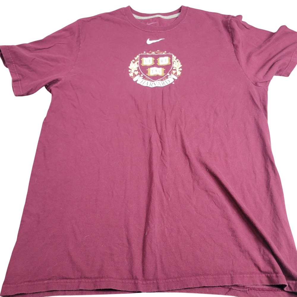 Nike T-Shirt Mens XL Maroon Harvard University Veritas Crest Ivy League Graphic